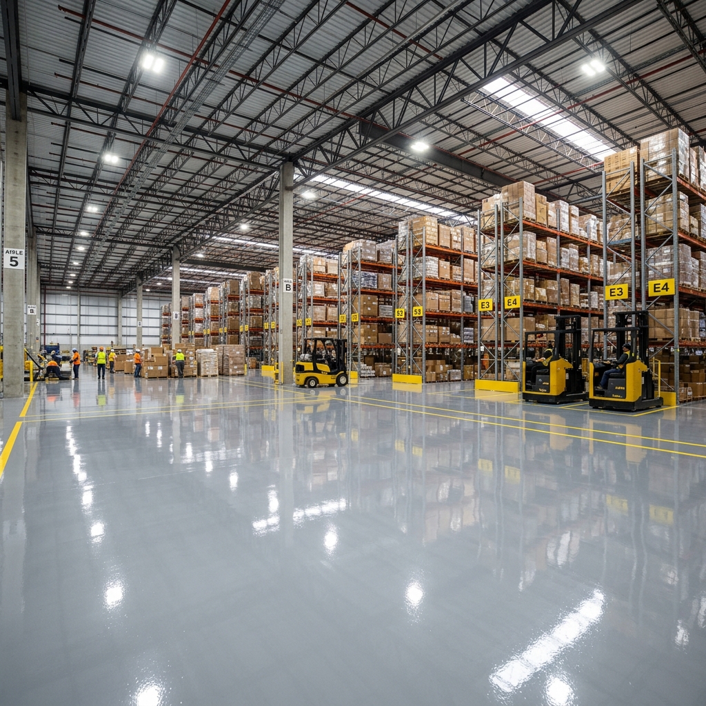 Finished commercial warehouse floor